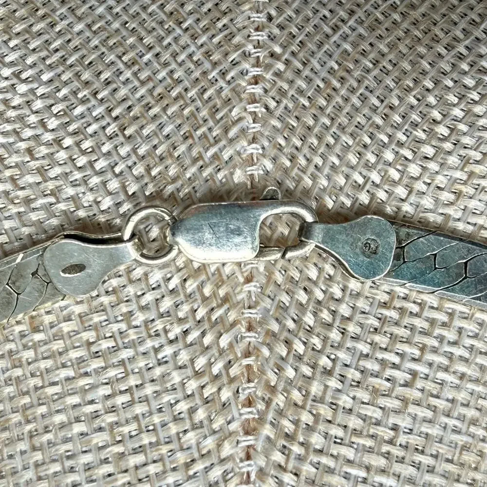 Vintage 925 Italy Sterling Silver Herringbone Chain Necklace 18